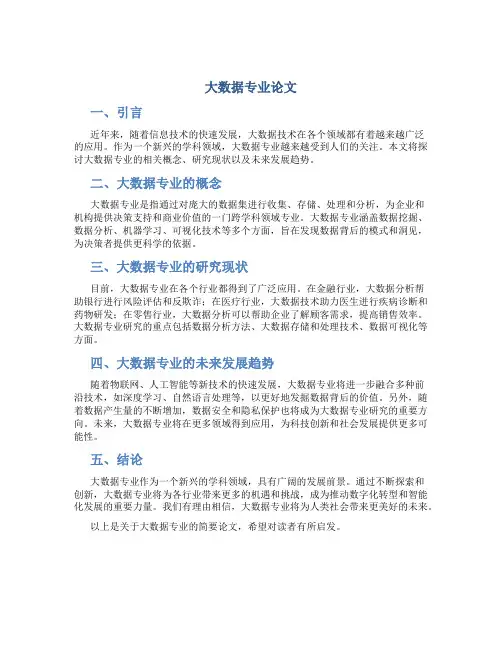 大数据专业论文800字