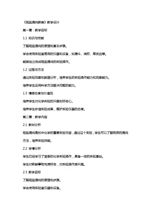 《粗盐提纯教案》教学设计