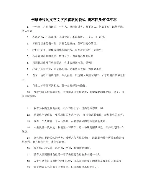 伤感难过的文艺文字控喜欢的说说 既不回头何必不忘