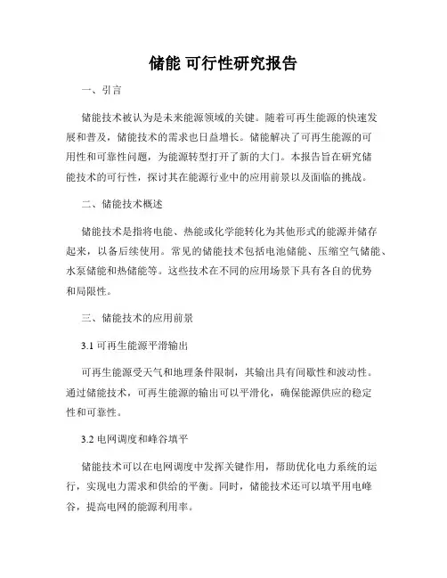 储能 可行性研究报告