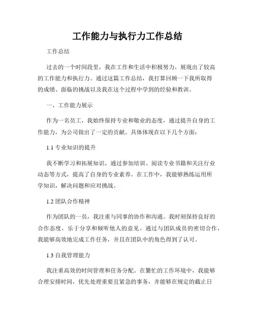 工作能力与执行力工作总结