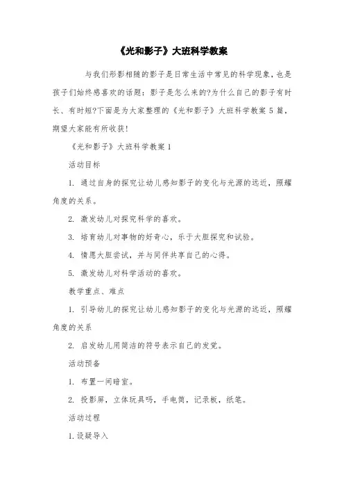 《光和影子》大班科学教案