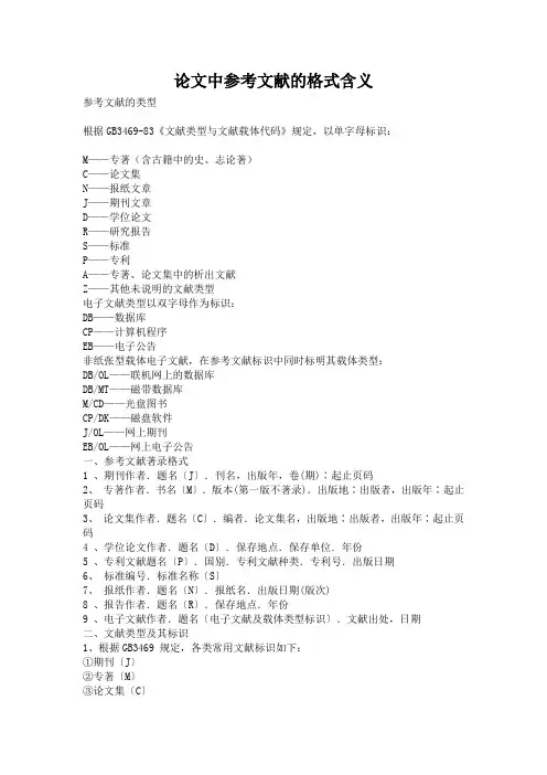 论文中参考文献的格式含义