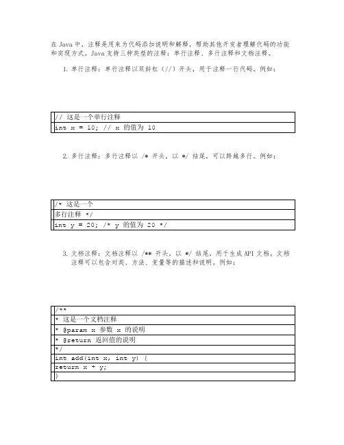 java注释的写法