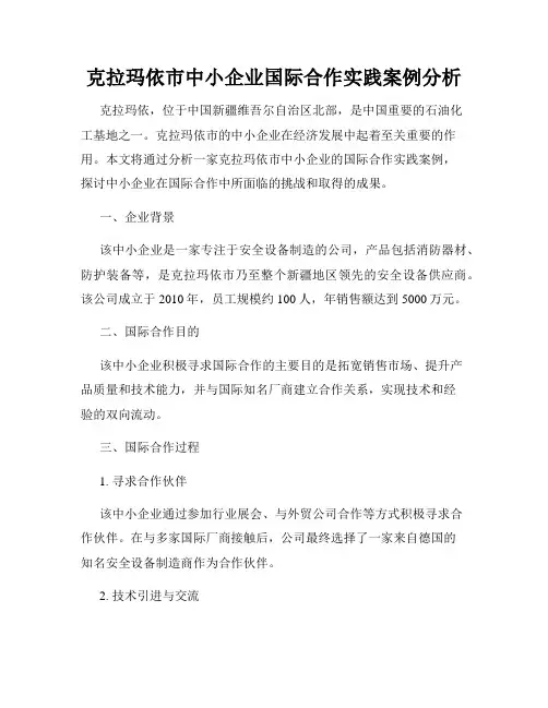 克拉玛依市中小企业国际合作实践案例分析