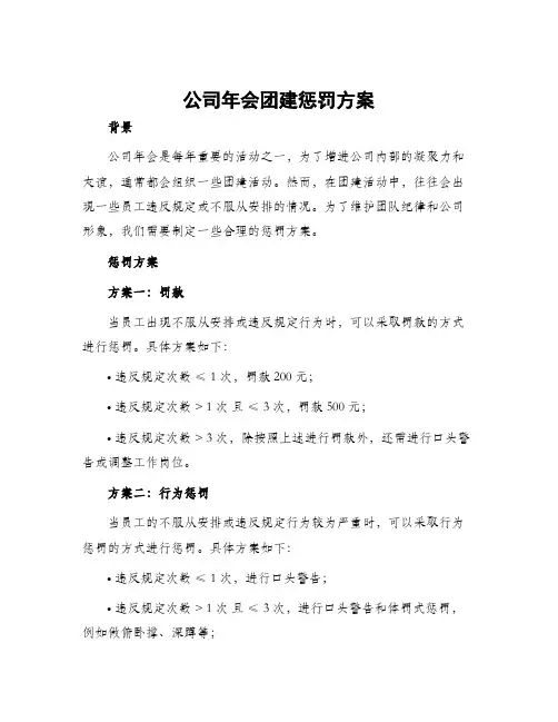 公司年会团建惩罚方案