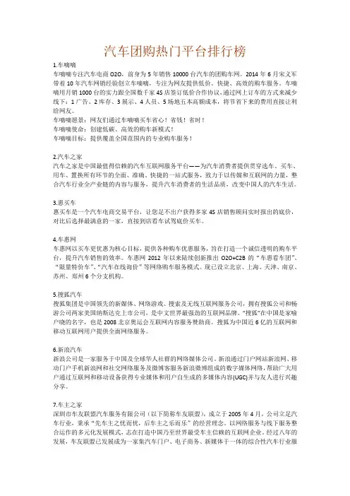 汽车团购热门平台排行榜