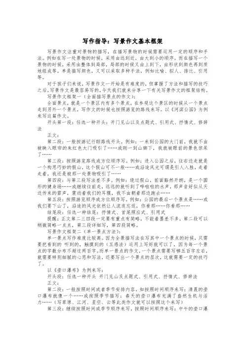 写作指导：写景作文基本框架