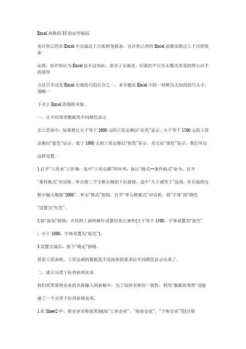 Excel Excel表格的35招必学秘技 Excel函数与公式 Excel Home