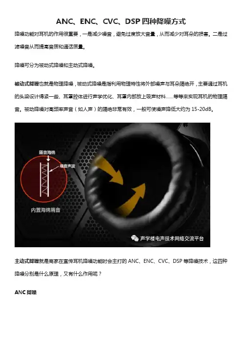 ANC、ENC、CVC、DSP四种降噪方式