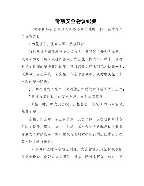 专项安全会议纪要