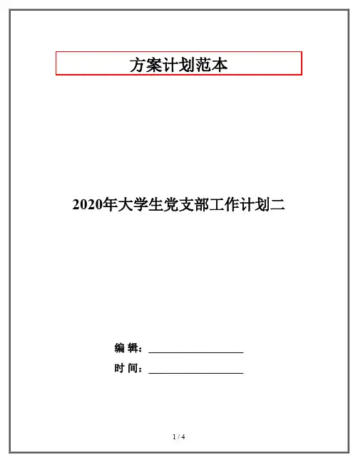 2020年大学生党支部工作计划二