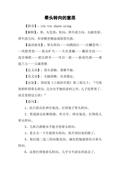 晕头转向的意思