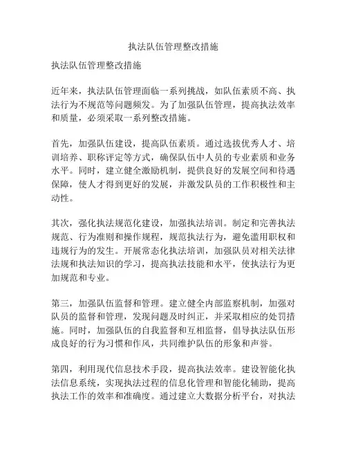 执法队伍管理整改措施