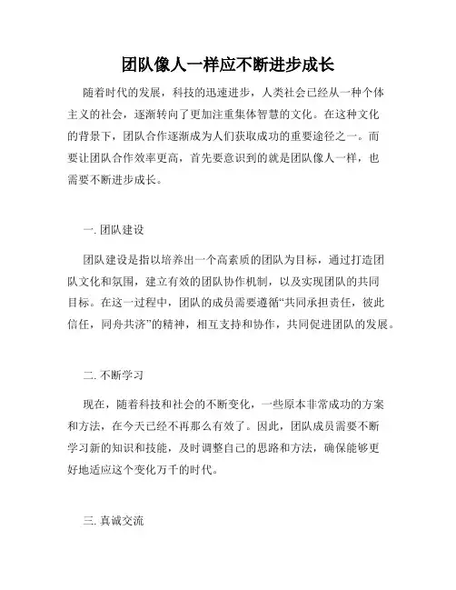 团队像人一样应不断进步成长