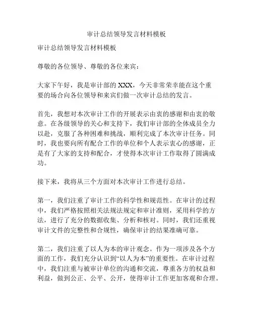 审计总结领导发言材料模板