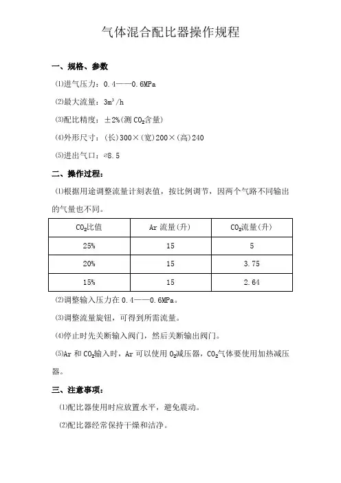 气体混合配比器操作规程