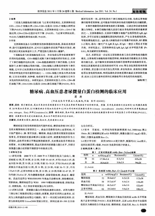 糖尿病、高血压患者尿微量白蛋白检测的临床应用