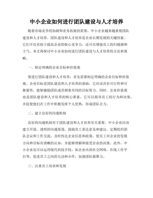 中小企业如何进行团队建设与人才培养