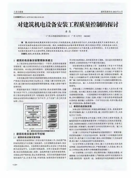 对建筑机电设备安装工程质量控制的探讨