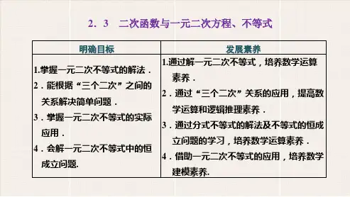 人教版高中数学必修1《二次函数与一元二次方程、不等式》第1课时课件