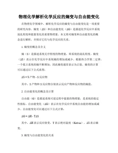 物理化学解析化学反应的熵变与自由能变化