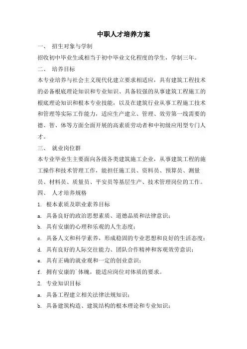 中职人才培养方案