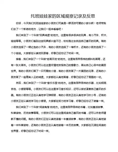 托班娃娃家的区域观察记录及反思