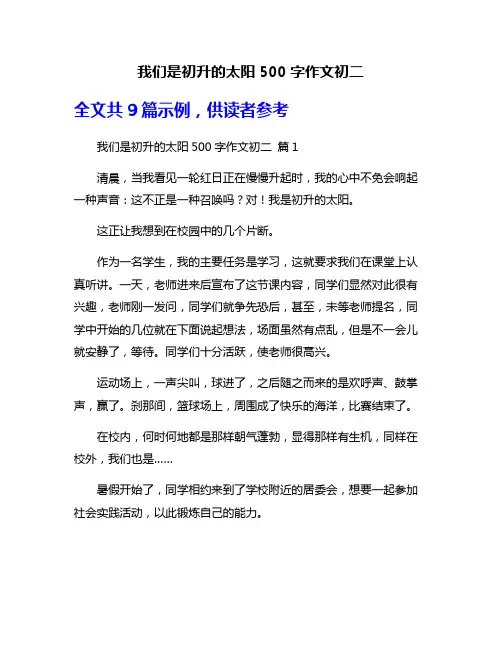 我们是初升的太阳500字作文初二