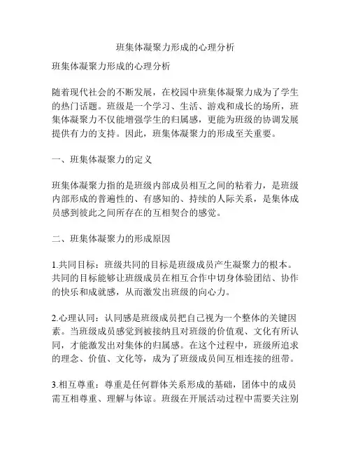 班集体凝聚力形成的心理分析