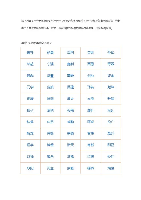 男孩好听的名字大全