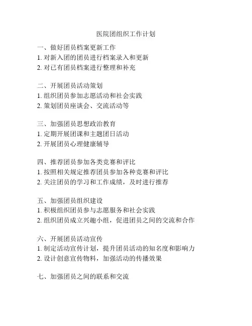医院团组织工作计划