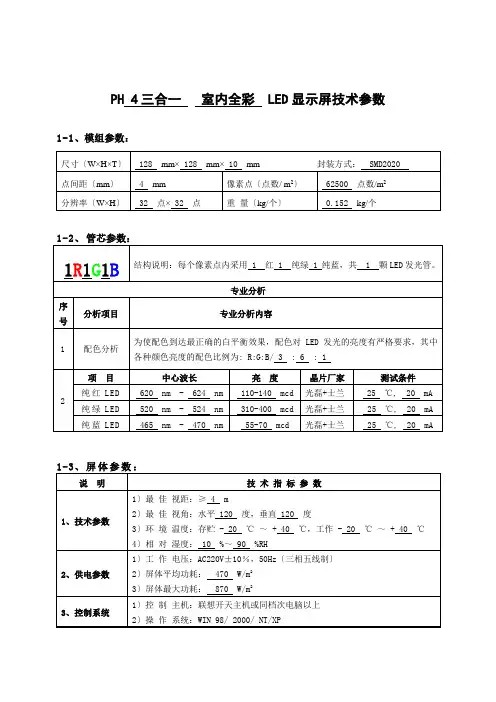 室内P4P5P6P7.62全彩led显示屏技术参数