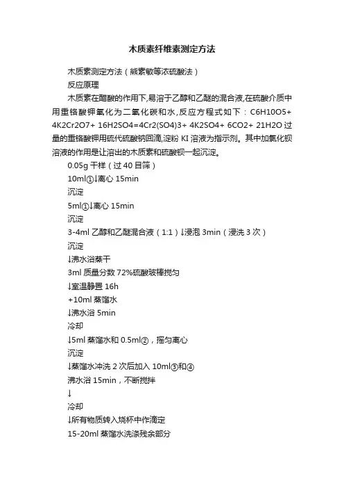 木质素纤维素测定方法