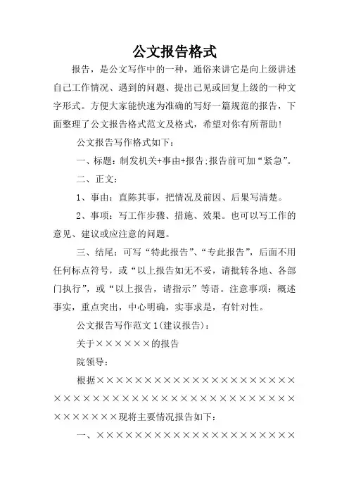 公文报告格式