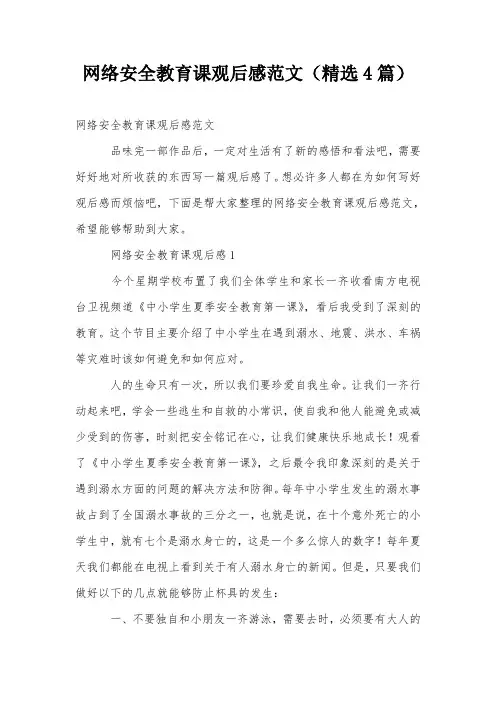 网络安全教育课观后感范文(精选4篇)