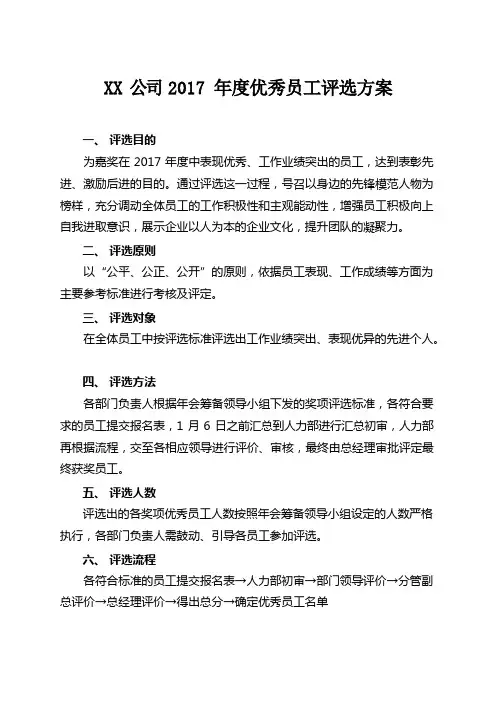 2017公司优秀员工评选解决方案