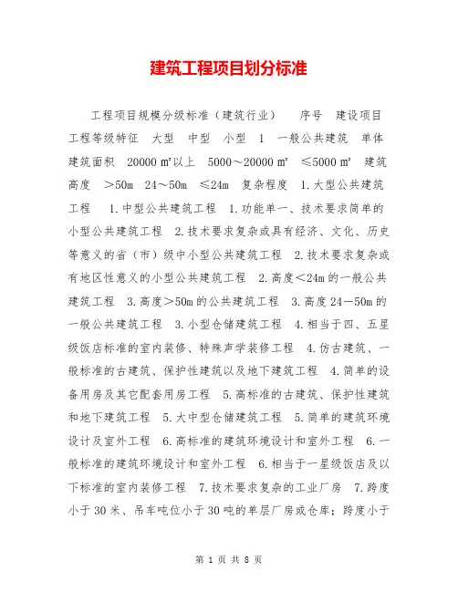 建筑工程项目划分标准