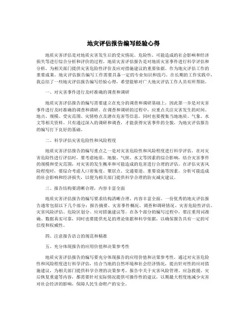 地灾评估报告编写经验心得
