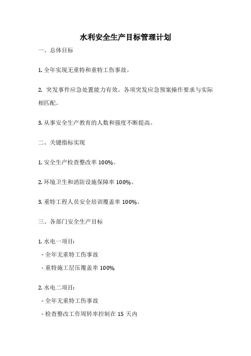 水利安全生产目标管理计划