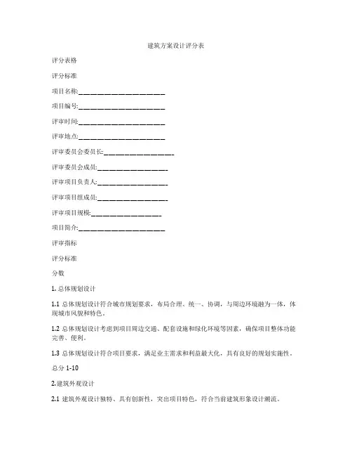 如何做建筑方案设计评分表