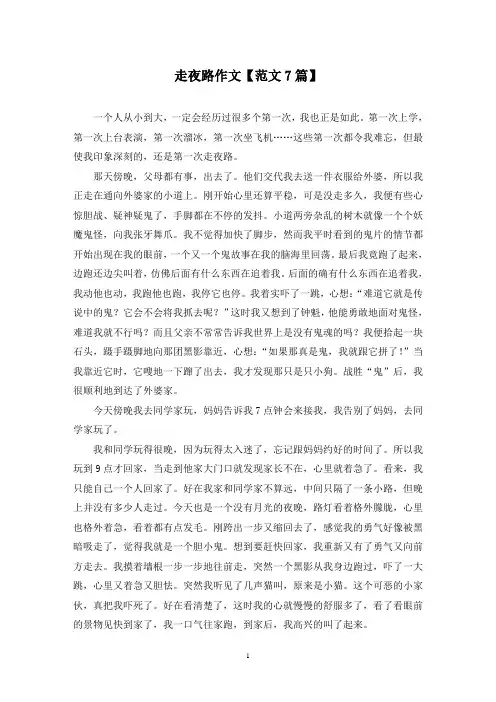 精选走夜路作文【范文7篇】