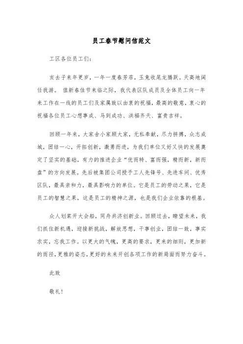 员工春节慰问信范文（五篇）