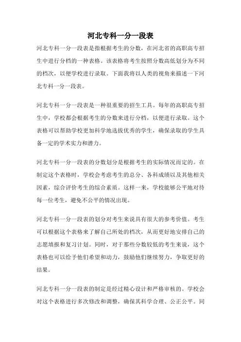 河北专科一分一段表