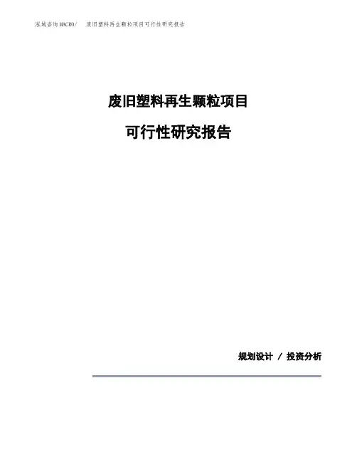 废旧塑料再生颗粒项目可行性研究报告模板范文(立项备案项目申请)