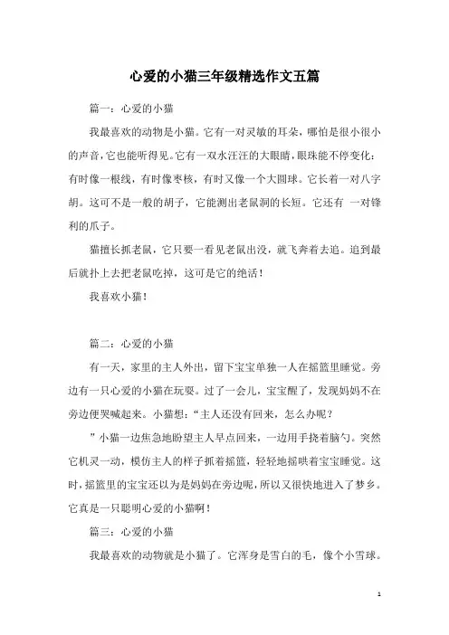 心爱的小猫三年级精选作文五篇
