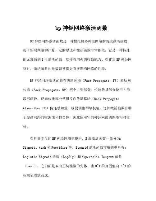 bp神经网络激活函数