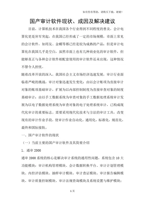 国产审计软件现状、成因及解决建议