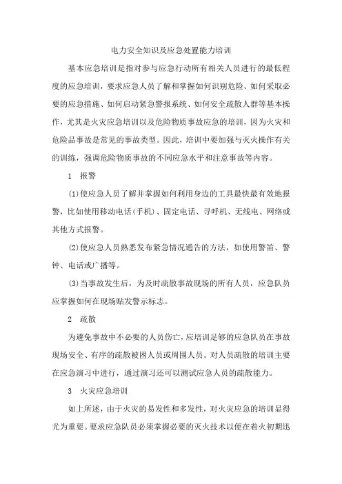 电力安全知识及应急处置能力培训