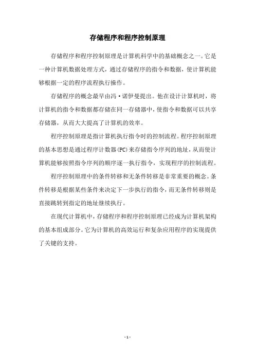 存储程序和程序控制原理